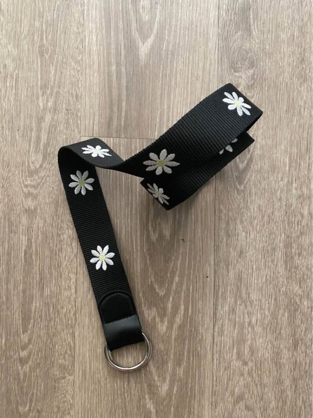 Women’s Black Embroidered Daisy Floral Belt 40” Boho Western Style